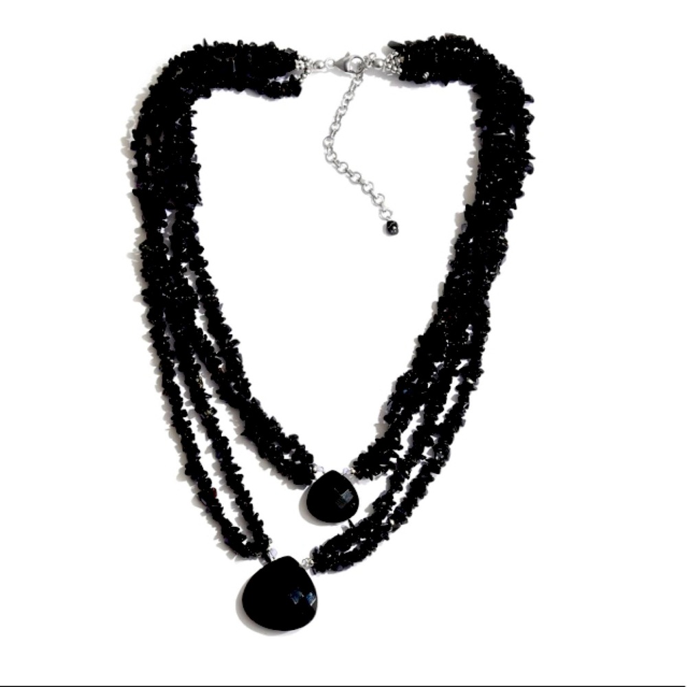 NWT Black Onyx Layered Necklace in .925 Sterling!